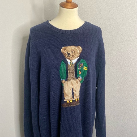 Polo Ralph Lauren Other - RARE Polo Ralph Lauren Knit Crewneck Bear Sweater Navy Blue